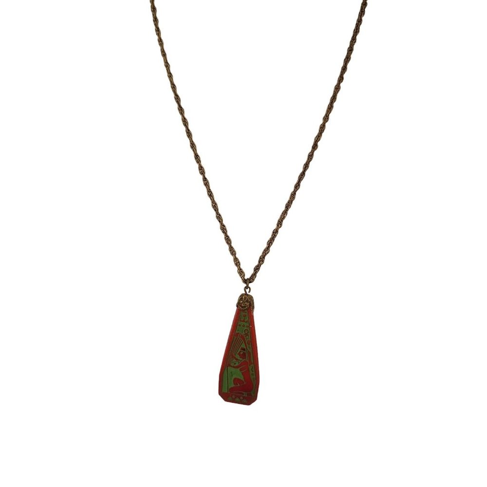 Vintage Egyptian Revival Neiger Style Czech Pendant Necklace (A3365)